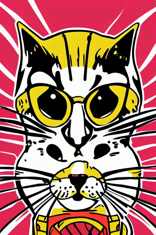 Image similar to Portrait of a cat as a wrestler, sticker, colorful, illustration, highly detailed, simple, smooth and clean vector curves, no jagged lines, vector art, smooth