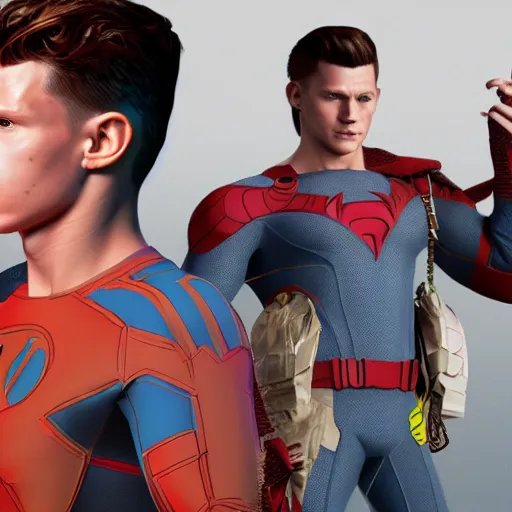 Prompt: Tom Holland is Robin from DC Comics, hyperdetailed, artstation, cgsociety, 8k