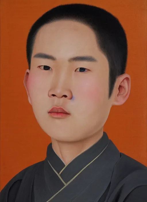 Prompt: portrait of a handsome chinese boy in old beijing, painting by hun liu, oil on canvas, hyperrealism