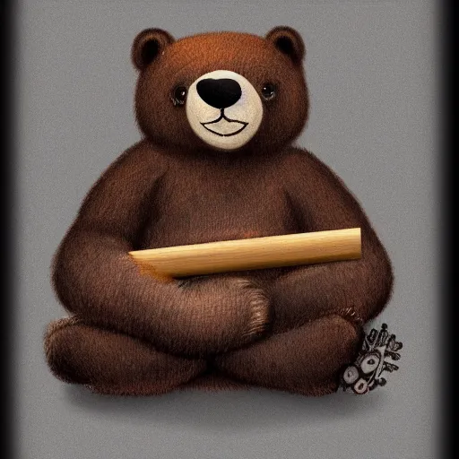 Image similar to a happy bear smoking a joint, photorealistic, 4 k