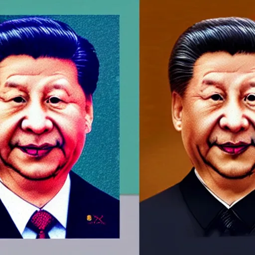 Image similar to portrait of Xi Jinping looking like Winnie the Pooh, parody