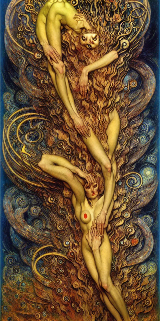 Image similar to Divine Chaos Engine by Karol Bak, Jean Delville, William Blake, Gustav Klimt, and Vincent Van Gogh, symbolist, visionary