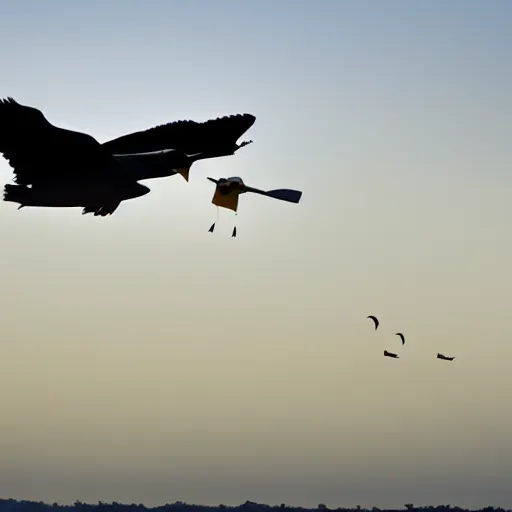 Prompt: Duck flying an airplane