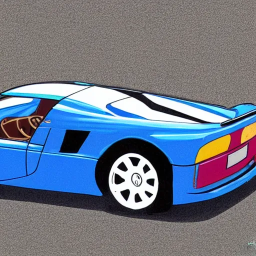 Prompt: Bugatti eb110, cartoonish, cartoon,