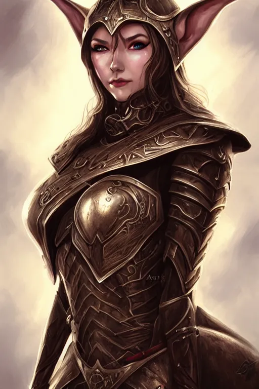 Prompt: head and shoulders portrait of an eldritch knight, elf, beautiful, female, breastplate, magical, high fantasy, d & d, by artgerm, face details, extremely detailed, digital illustration