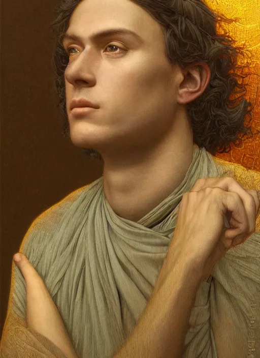 Prompt: intricate oil painting portrait by John William Godward and Anna Dittman and Laurie Greasley and Victo Ngai and Taro Okamoto and Caspar David Friedrich depicting michael the archangel, evening, atmospheric lighting, intricate detail, cgsociety, hyperrealistic, octane render, RPG portrait, ambient light, dynamic lighting