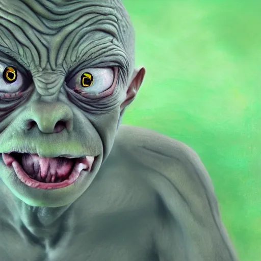 Image similar to Donald Trump as Gollum from Lord of the Rings, 8k, Digital Art, High Detail