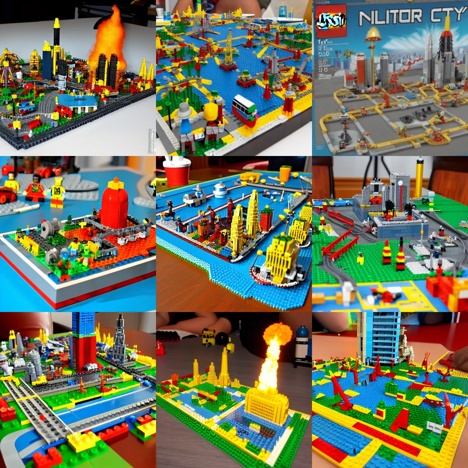 Prompt: nuclear explosion in lego city