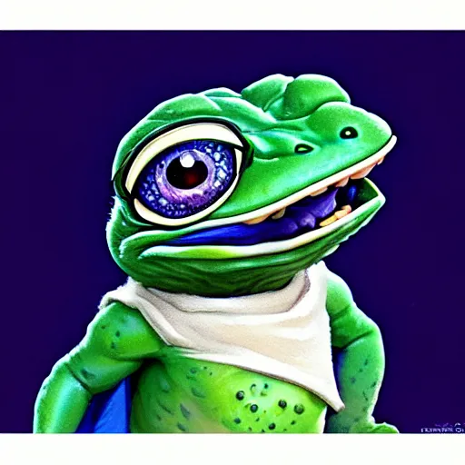 Image similar to super rich happy pepe, luxury, blue crystals, greg rutkowski