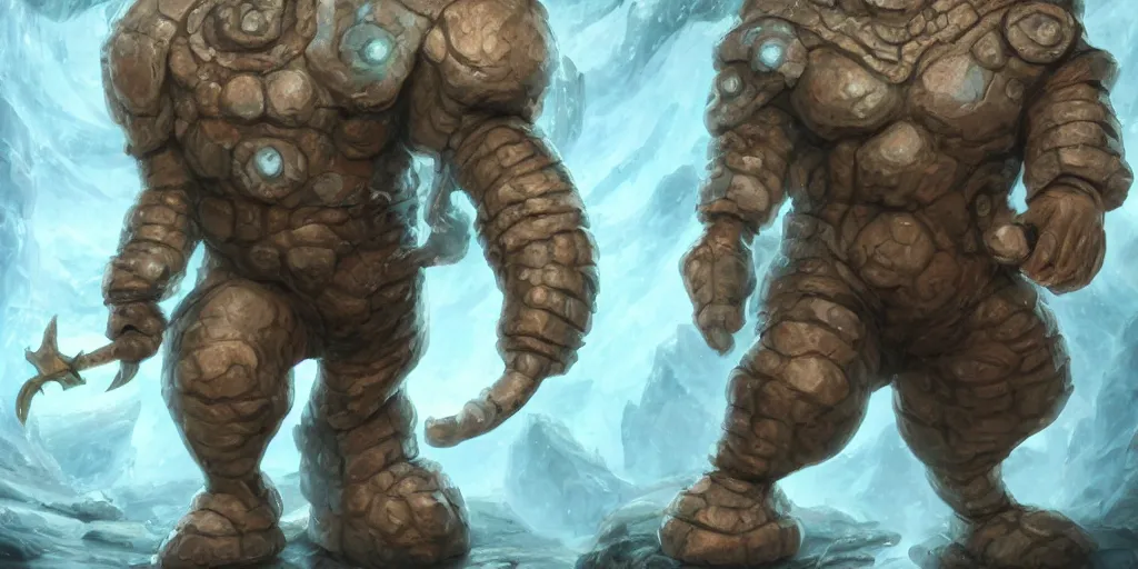 Image similar to The runic stone elemental golem, d&d art, fantasy, painted, 4k, high detail, sharp focus