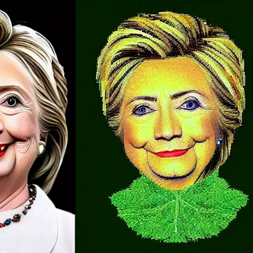 Prompt: hillary clinton made entirely out of leaves, painted by claude monet