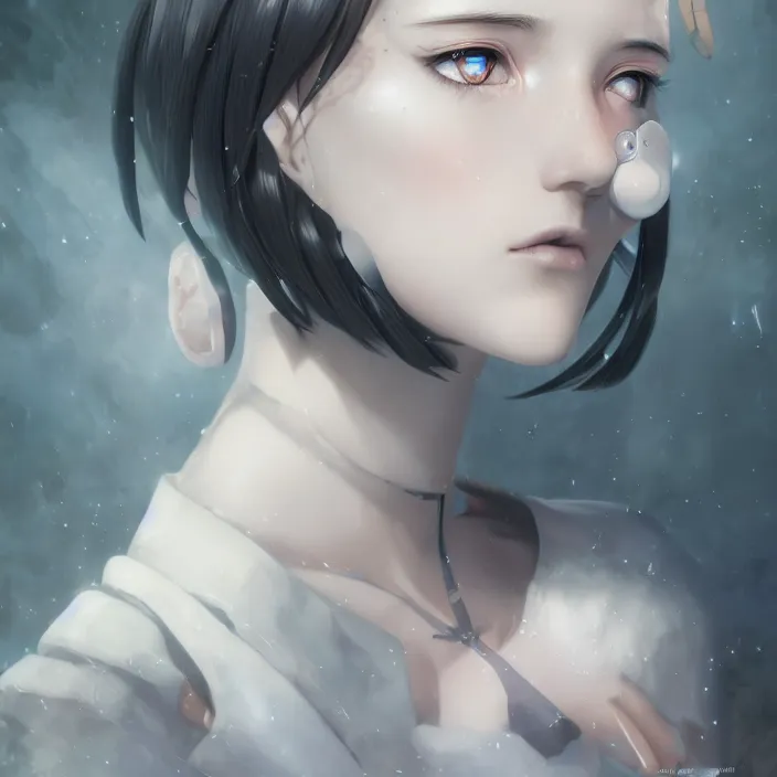 Image similar to symmetrical beautiful anime cyborg girl - by tom bagshaw, by ilya kuvshinov, rtx rendering, octane render 1 2 8 k, maya, extreme high intricate details by wlop, digital anime art by ross tran, medium shot, close up shot, composition by sana takeda, dramatic lighting by greg rutkowski, 8 k, trending on artstation