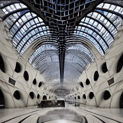 Prompt: Mars research facility designed by Zaha Hadid with baroque elements. Ultra futuristic design that combines ornate baroque with clean organic minimalist forms.. Beautiful space with epic details