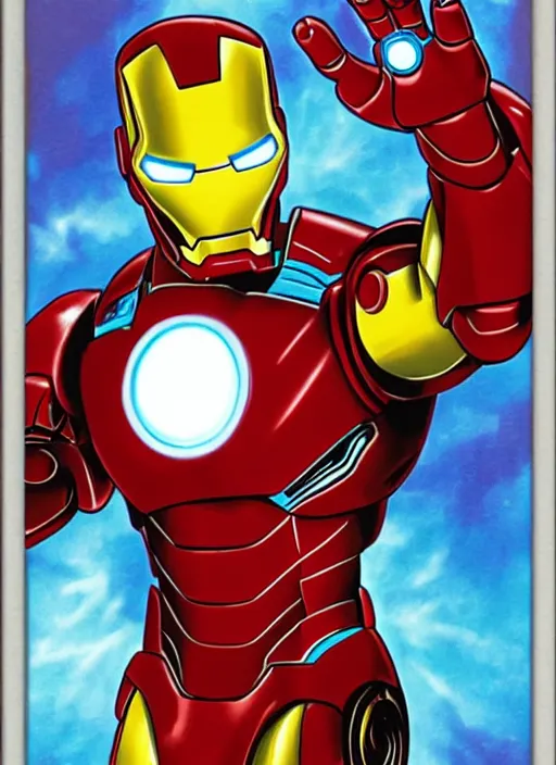 Image similar to iron man, pokemon card style