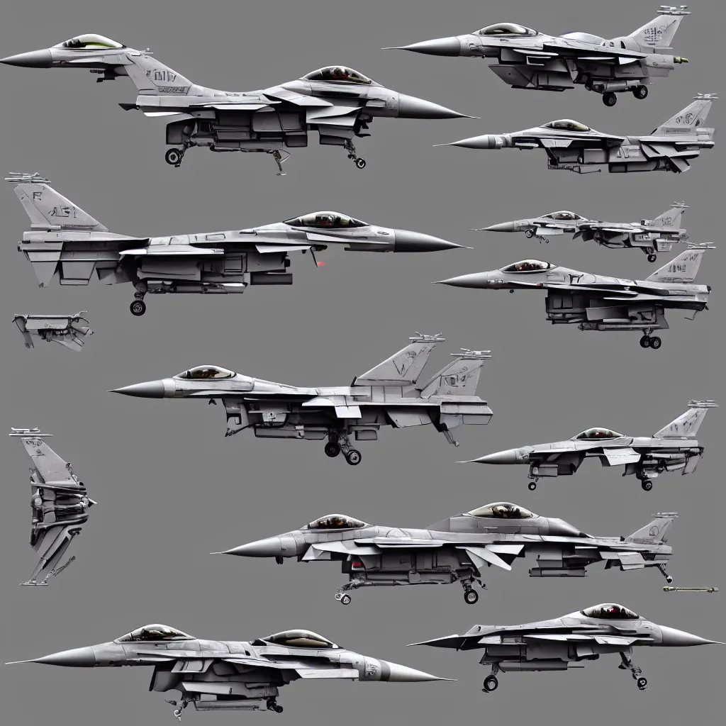 Image similar to f 1 6 fighting falcon with lots of guns concept art, robotech gradius outer space concept art, hyperrealism, fine detail, 8 k, 3 d render, artstation contest winner, cgsociety, cryengine, concept art!!, zbrush, vray, sprite!! no background