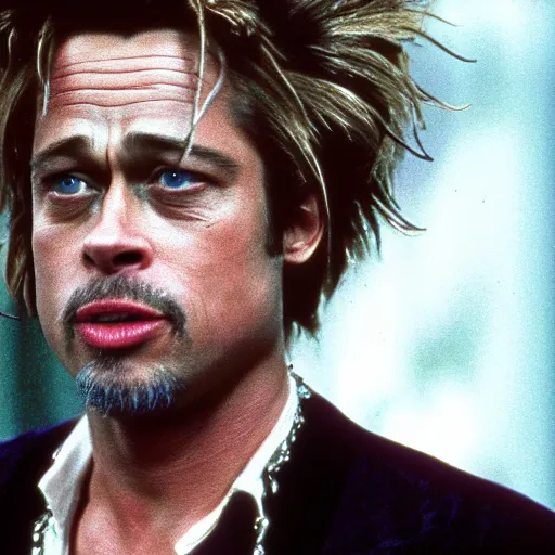 Prompt: brad pitt as beetlejuice, 1 9 8 8, movie still, hd, stunning