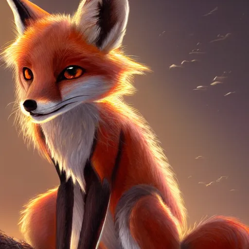 Image similar to award - winning extremely detailed fantasy art of a cute female anthro fox with innocent eyes, 4 k