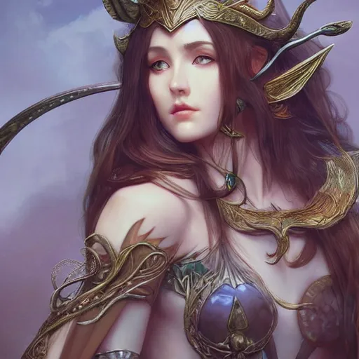 Image similar to a photograpic of elven archers, cute, fantasy, intricate, elegant, highly detailed, digital painting, artstation, long shot, photographic, half-body portrait, concept art, smooth, sharp focus, illustration, art by artgerm and H R Giger and alphonse mucha