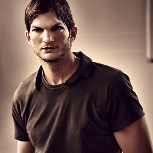 Image similar to ashton kutcher portrait, horizon forbidden west, photorealistic, ultra detailed, machines, octane, robots, nature, cinematic lighting, studio quality, feature, scars, 8 k