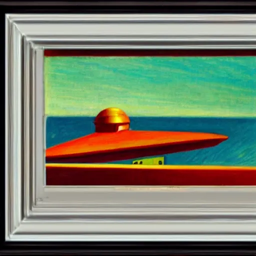 Image similar to spaceship in the sky by Edward Hopper