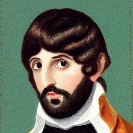 Image similar to regency era painting of a young beardless moptop ringo starr