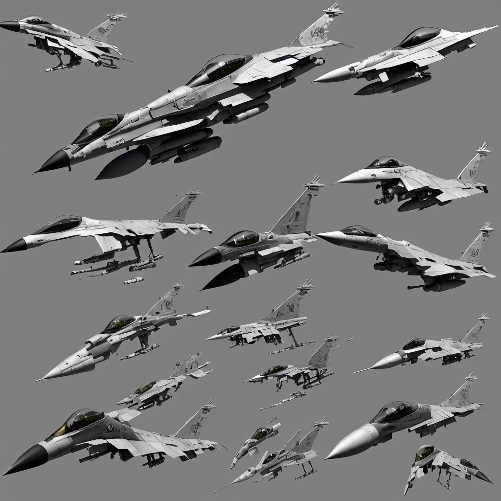 Image similar to f 1 6 fighting falcon with lots of guns concept art, robotech gradius outer space concept art, hyperrealism, fine detail, 8 k, 3 d render, artstation contest winner, cgsociety, cryengine, concept art!!, zbrush, vray, sprite!! no background