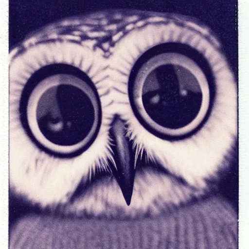 Image similar to !!! sticker!!! close - up polaroid photo of anthropomorphic owl anthropomorphic!!! wearing a hoodie!!!!