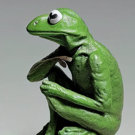 Image similar to The Thinker Kermit the frog by Auguste Rodin