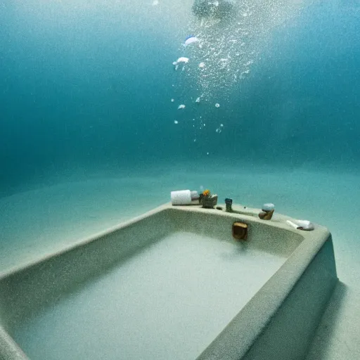 Prompt: photo of a bathtub underwater