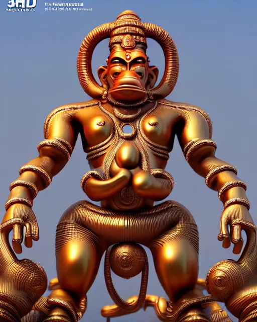 Image similar to high quality 3 d futuristic biomorphic hanuman! head building in mumbai!! centre, highly detailed, cinematic smooth, berenice abbott & john j. park, dramatic warm morning light, wide shot, high angle, uhd 8 k, sharp focus