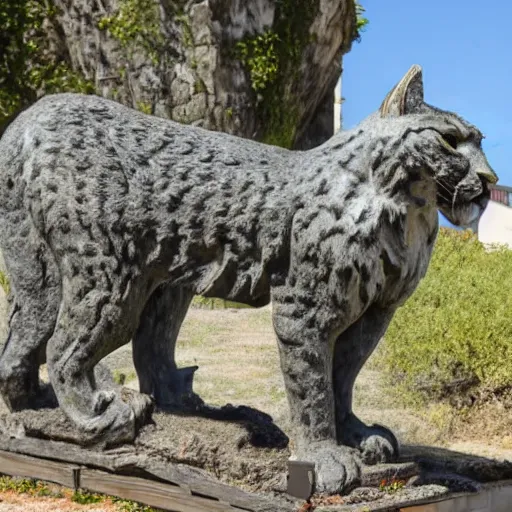 Prompt: iberian lynx sculpture in sabugal, portugal