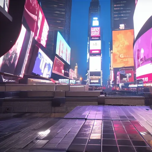 Prompt: still image of times square in the tower of destiny 2, unreal engine 5, screenshot