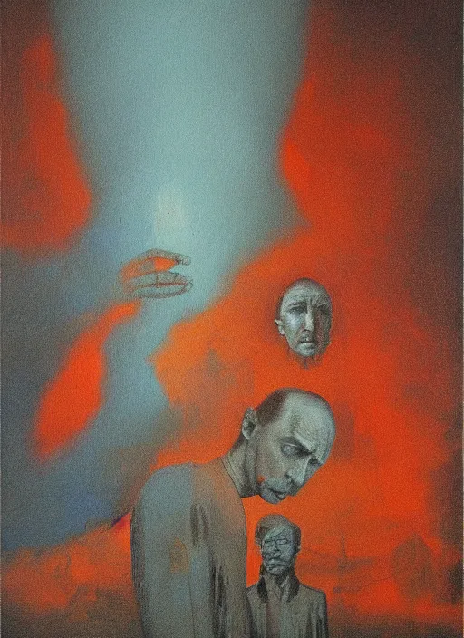 Image similar to Painting in a style of Beksinski featuring Vladimir Putin