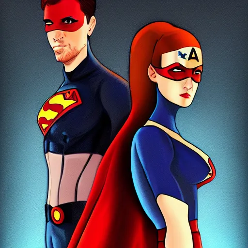 Image similar to superhero couple , digital painting , digital art , artstation , devian art , 4k , HD