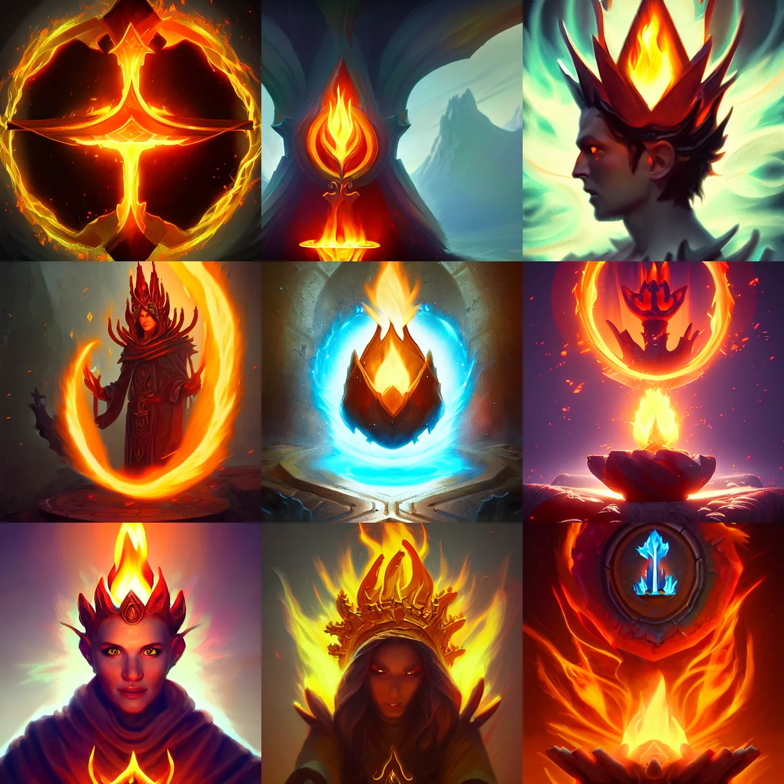 Prompt: holy flame crown spell, hearthstone, c 4 d, digital painting art, fantasy game spell symbol, by greg rutkowski