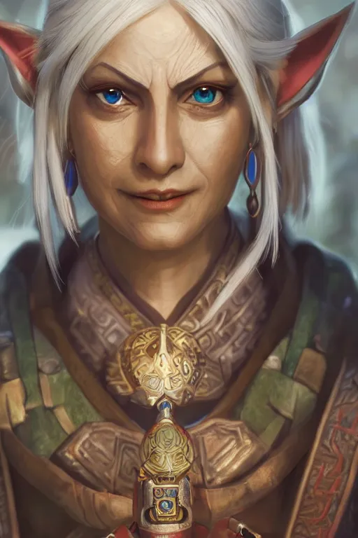 Image similar to Impa from Zelda oil on canvas, intricate, portrait, 8k highly professionally detailed, HDR, CGsociety