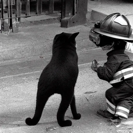 Image similar to a cat working as a fireman