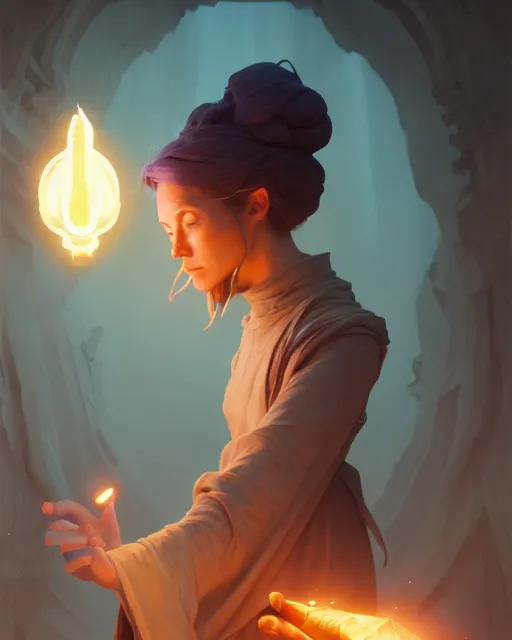 Image similar to old mage casting a light spell, highly detailed vfx portrait, unreal engine, greg rutkowski, loish, rhads, beeple, makoto shinkai and lois van baarle, ilya kuvshinov, rossdraws, tom bagshaw, alphonse mucha, global illumination, detailed and intricate environment