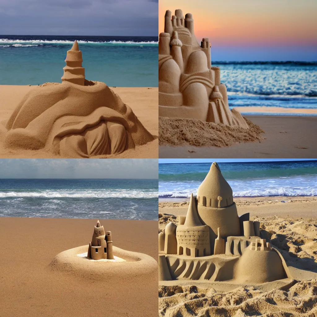 Prompt: sand castle on beach