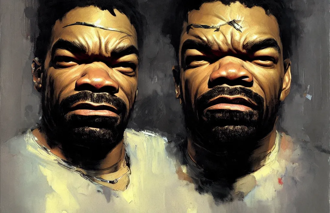 Image similar to portrait of method man!!!!!!!!!!!!!!!!!!!!!!!!!!!, detailed face, detailed painting,, epic lighting, by ilya repin, phil hale and kent williams