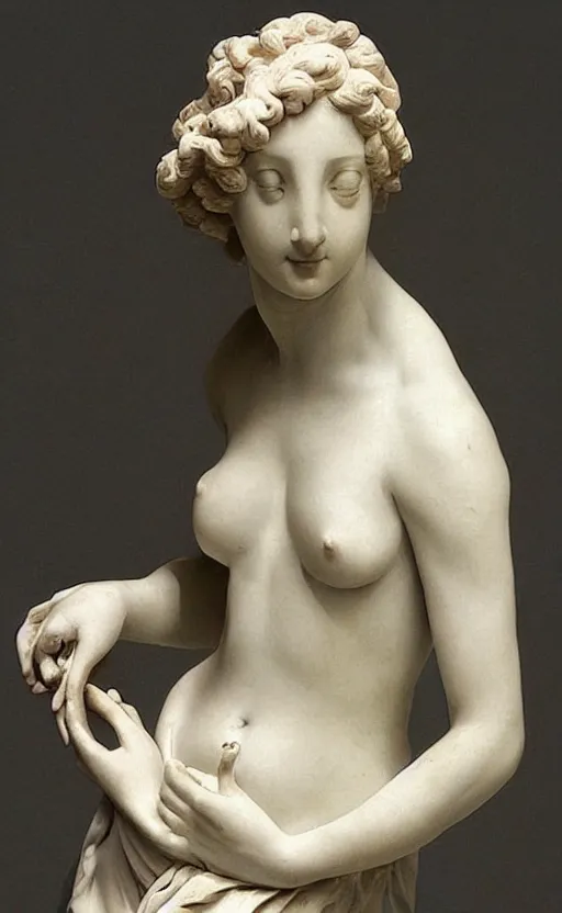 Image similar to “ a beautiful detailed elegant female figure sculpture by bernini in 1 9 th century ”