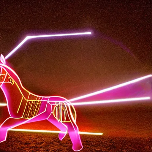 Image similar to a horse made out of lazers