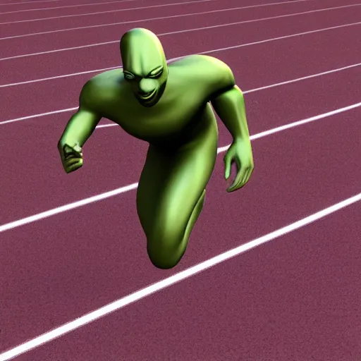 Image similar to * * mysterious alien wins the 1 0 0 meter dash in the olympics, 3 d render, intricate