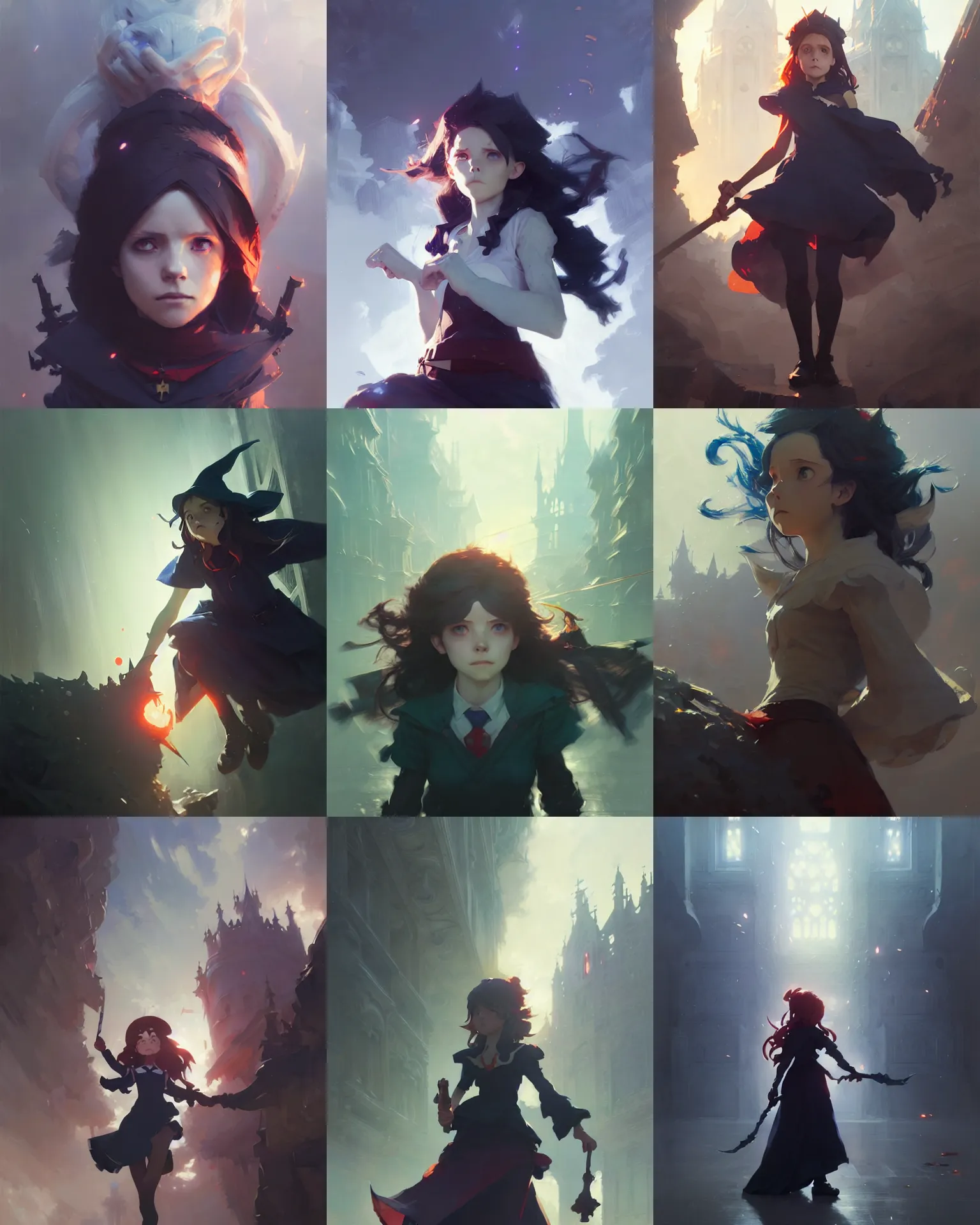 Image similar to little witch academia, intricate, sharp focus, illustration, highly detailed, digital painting, concept art, matte, art by ruan jia and wlop and greg rutkowski, masterpiece