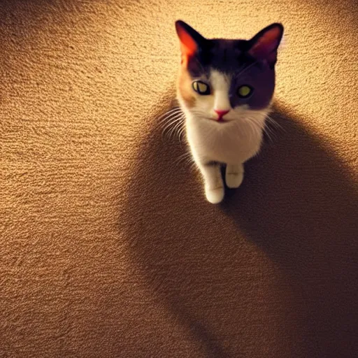 Prompt: cute cat with tiny undersized legs, big head, cinematic lighting, beautiful composition