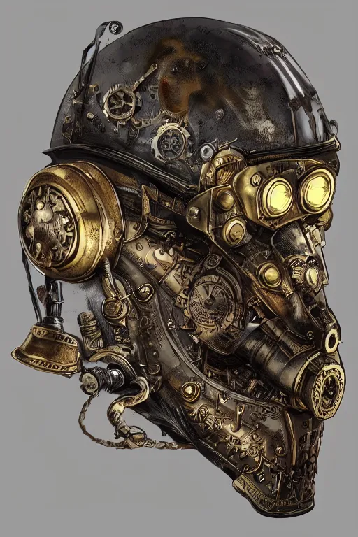 Image similar to steampunk helmet fantasy art mask robot ninja stylized digital illustration sharp focus, elegant intricate digital painting artstation concept art global illumination ray tracing advanced technology chaykin howard and campionpascale and cooke darwyn and davis jack