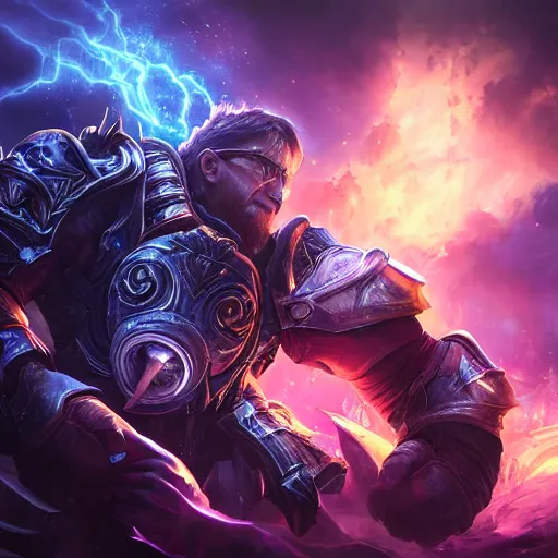 Image similar to portrait of bill gates as a spellcaster, league of legends amazing splashscreen artwork, gears of war, splash art, natural light, elegant, photorealistic facial features, intricate, fantasy, detailed face, atmospheric lighting, anamorphic lens flare, cinematic lighting, league of legends splash art, hd wallpaper, ultra high details by greg rutkowski