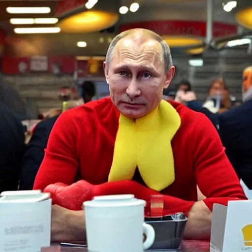 Image similar to vladimir putin in mcdonalds