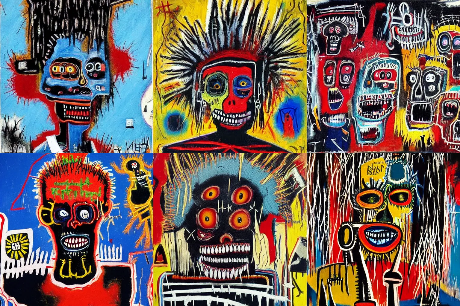 Image similar to extremely highly detailed scary evil terrifying haitian voodoo paintings by Jean-Michel Basquiat 4k insanely detailed and intricate, super detailed, 4k HDR high quality