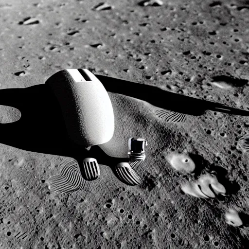 Prompt: an robotic platypus on the moon